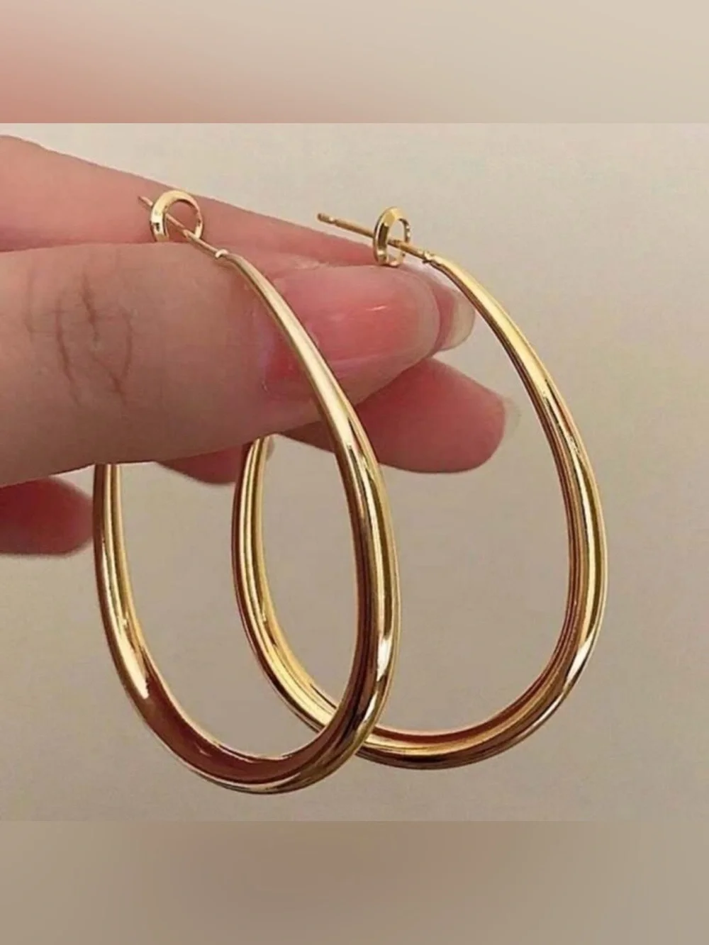 Gold Tone Geometric Hoop Earrings